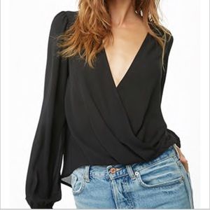 Forever XXI   Black Chiffon crisscross front Top